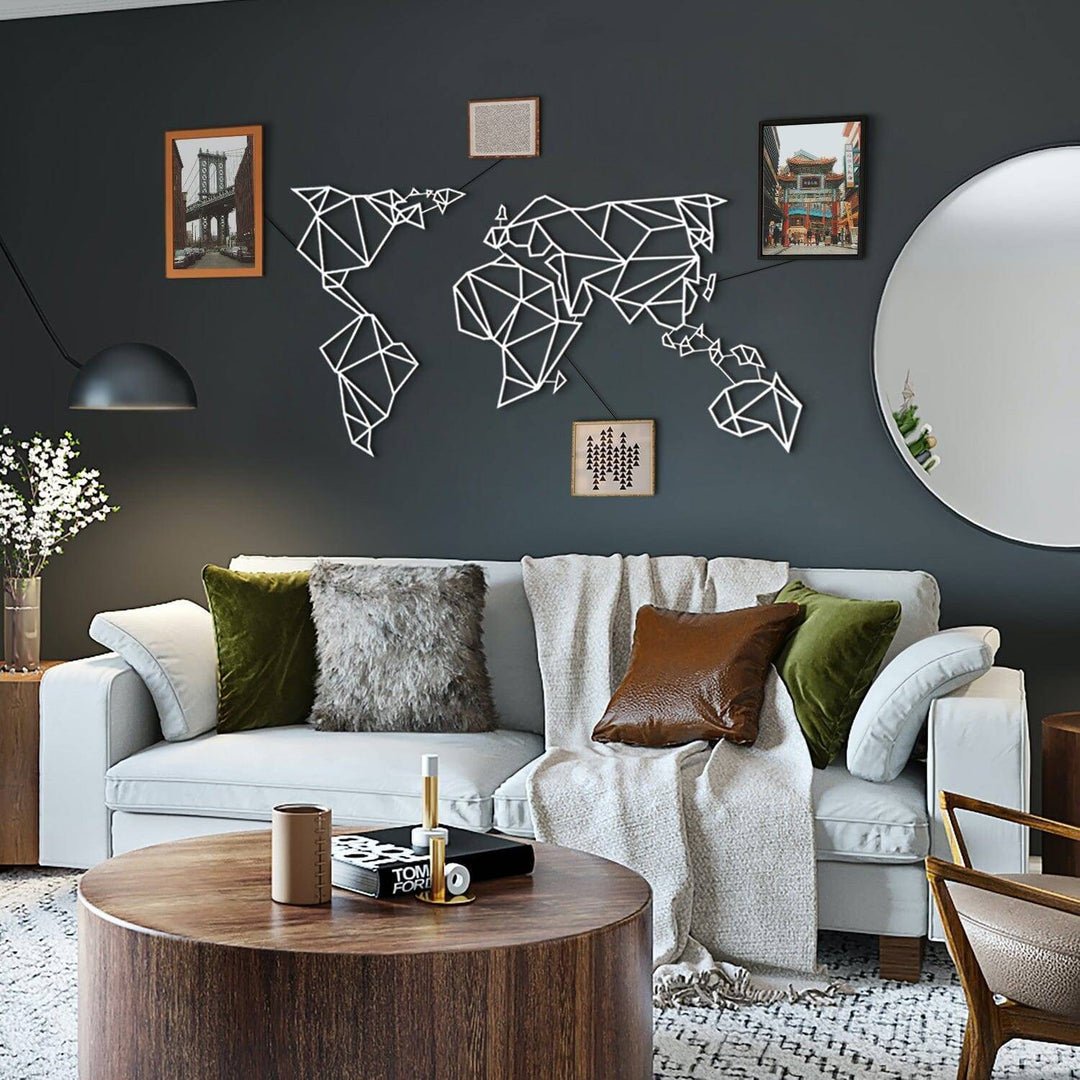 Shop World Map, Metal Wall Art at Hoagard. discount, entrance decor, Fathers