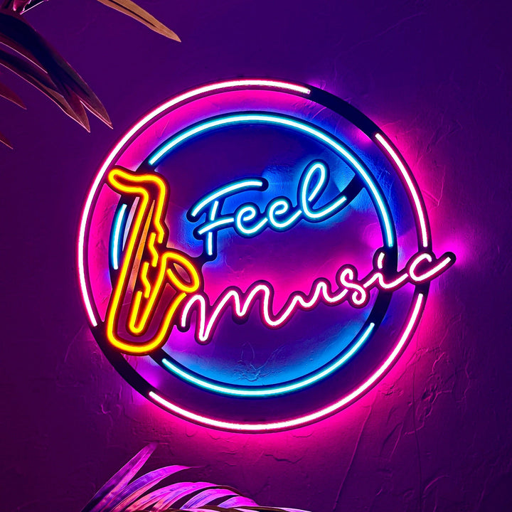 Shop Feel Music, Neon Wall Art at Hoagard. neon, Neon light, neon sign