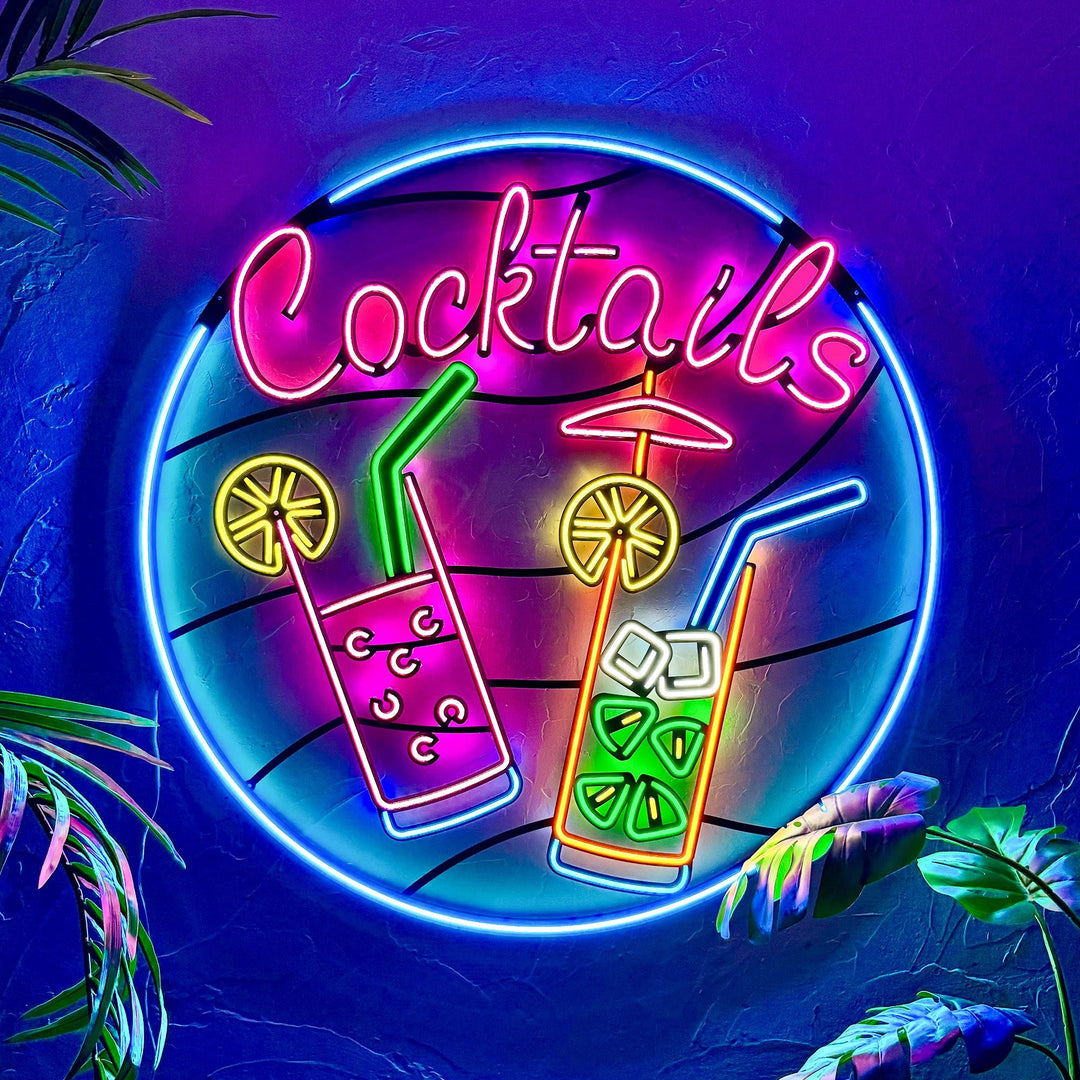 Shop Cocktails, Neon Wall Art at Hoagard. neon, Neon light, neon sign