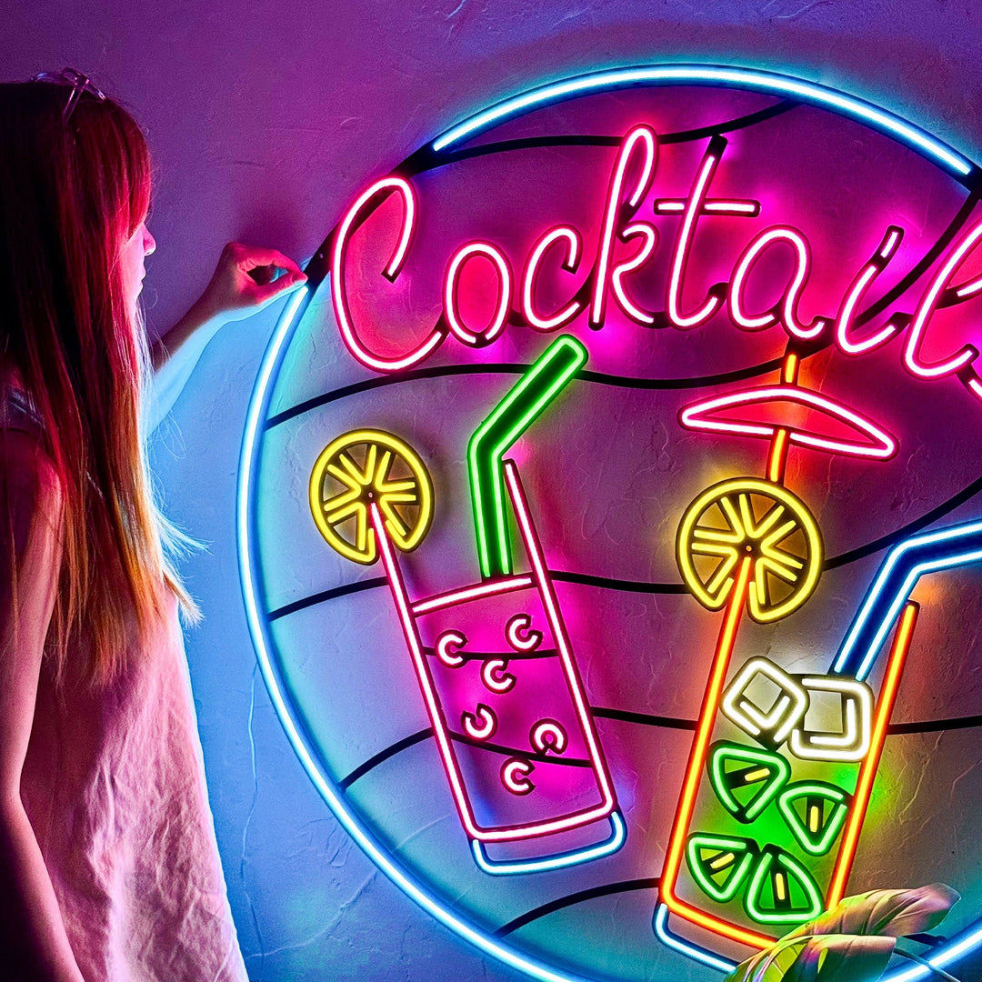 Shop Cocktails, Neon Wall Art at Hoagard. neon, Neon light, neon sign