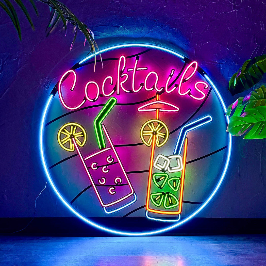 Shop Cocktails, Neon Wall Art at Hoagard. neon, Neon light, neon sign