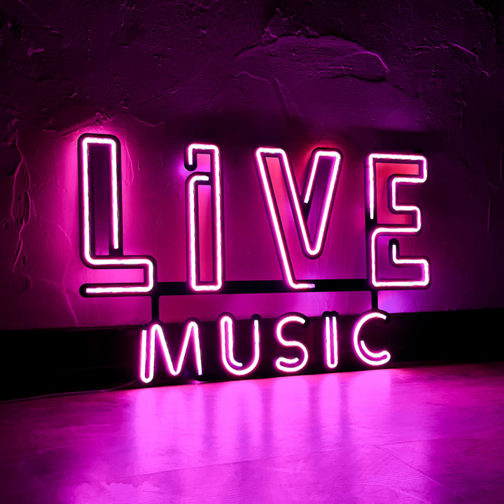 Shop Live Music 02, Neon Wall Art at Hoagard. neon, Neon light, neon sign