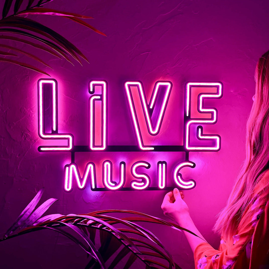 Shop Live Music 02, Neon Wall Art at Hoagard. neon, Neon light, neon sign