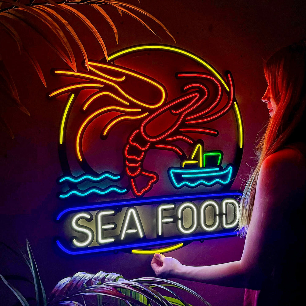 Shop Sea Food, Neon Wall Art at Hoagard. neon, Neon light, neon sign